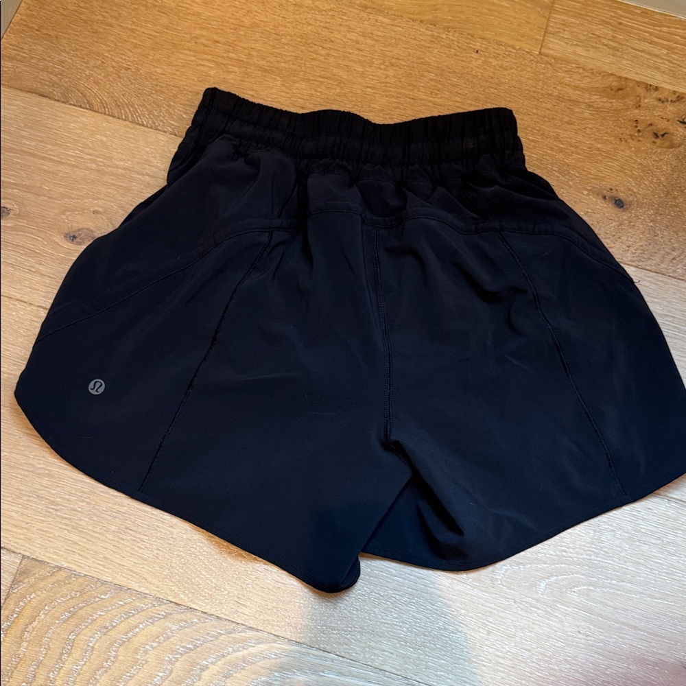 3 pair Lulu Track That High-Rise Lined Short 5" in Black, Olive, and Lavender. - Picture 7 of 7